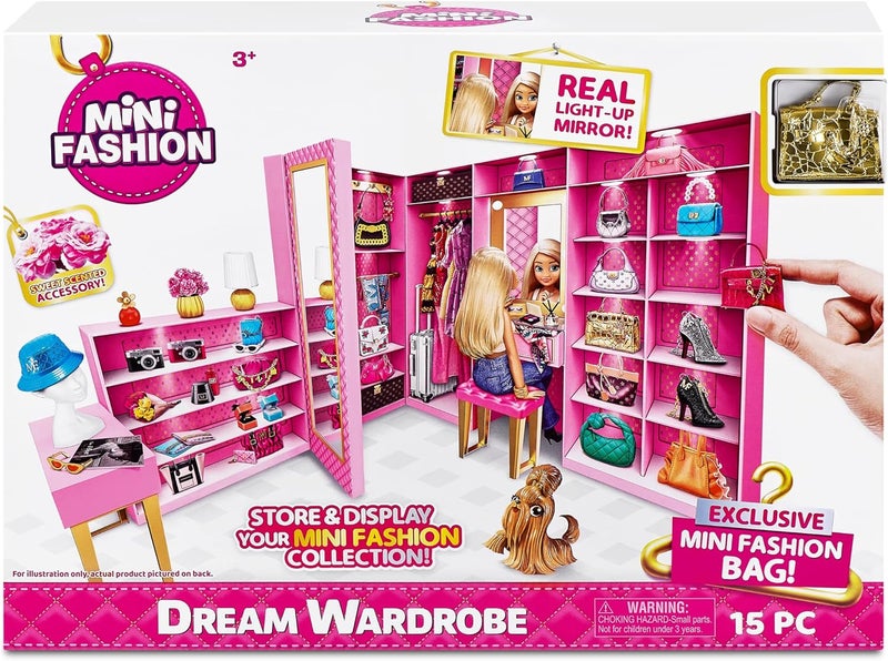 Mini Brands Mini Fashion Dream Wardrobe by ZURU with Exclusive Metallic Mini Fashion Bag and 25+ Storage Areas to Hold Doll Accessories Gift - Image 2